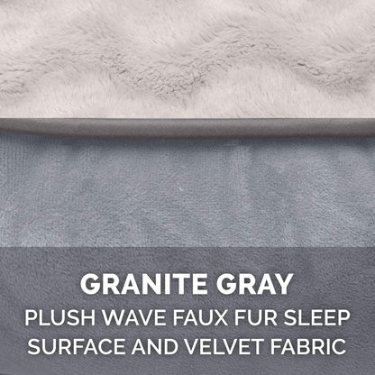 Orthopedic Dog Bed for Medium/Small Dogs W/ Removable Bolsters & Washable Cover, for Dogs up to 35 Lbs - Plush & Velvet Waves Perfect Comfort Sofa - Granite Gray, Medium